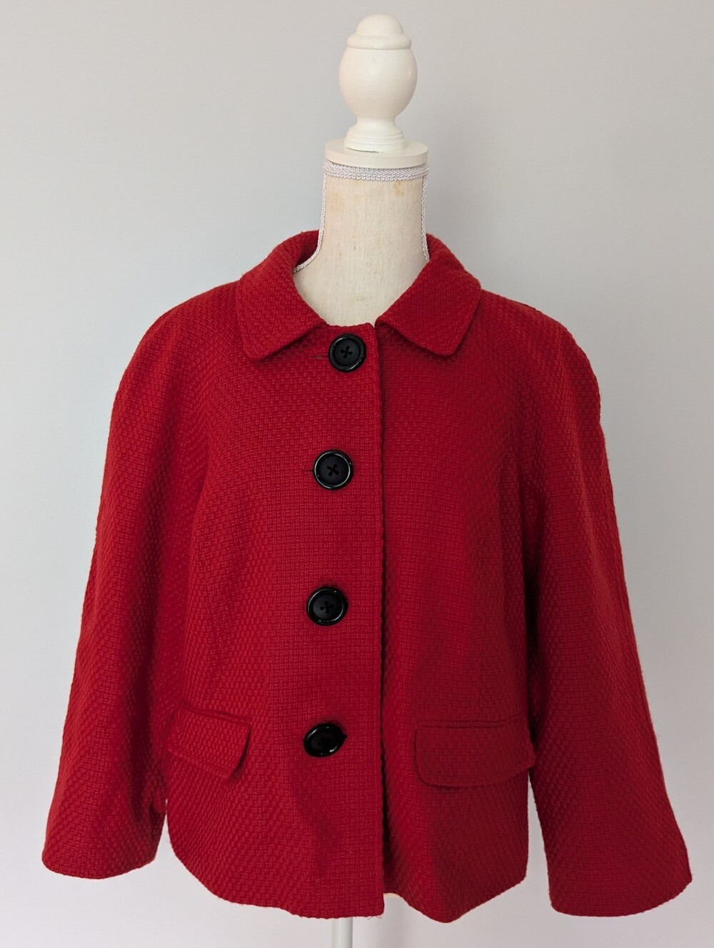 Kim Rogers Red Button-Front Blazer Jacket